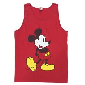 Vintage Disney 90s Mickey Mouse Tank Top Shirt Red Size Large Made In USA Retro